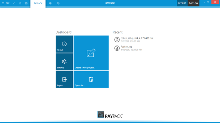 Screenshot von RayPack Studio